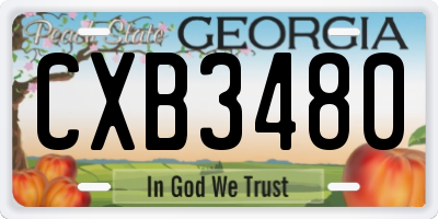 GA license plate CXB3480