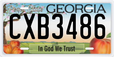 GA license plate CXB3486