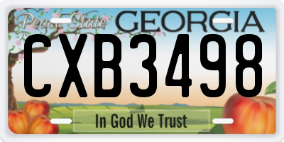 GA license plate CXB3498