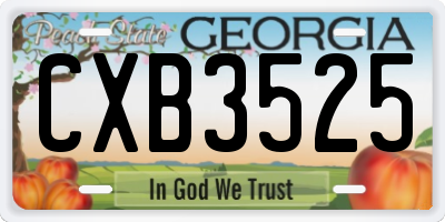 GA license plate CXB3525