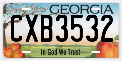 GA license plate CXB3532