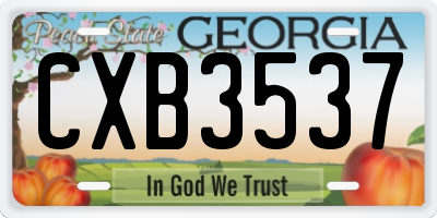 GA license plate CXB3537