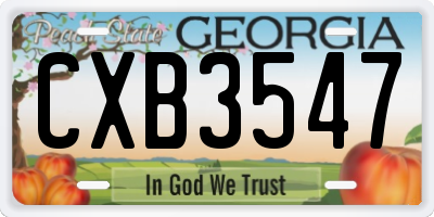 GA license plate CXB3547