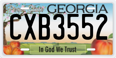 GA license plate CXB3552