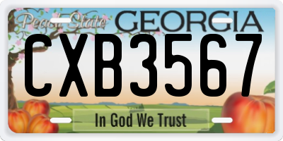 GA license plate CXB3567