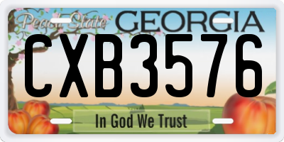 GA license plate CXB3576