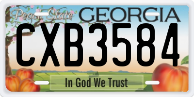 GA license plate CXB3584