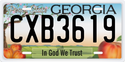 GA license plate CXB3619