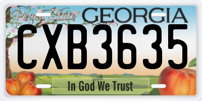GA license plate CXB3635
