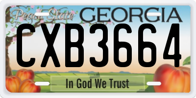 GA license plate CXB3664
