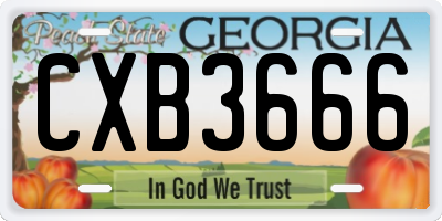 GA license plate CXB3666