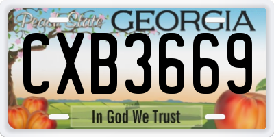 GA license plate CXB3669