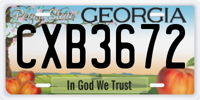 GA license plate CXB3672