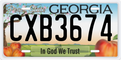 GA license plate CXB3674