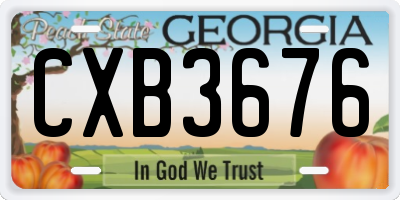 GA license plate CXB3676