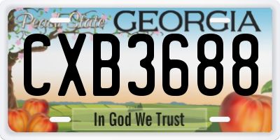 GA license plate CXB3688