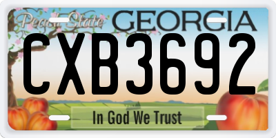 GA license plate CXB3692