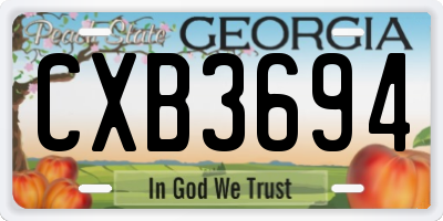GA license plate CXB3694