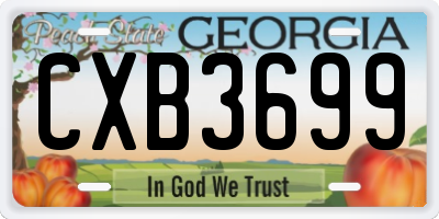 GA license plate CXB3699