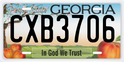 GA license plate CXB3706