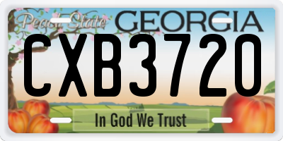 GA license plate CXB3720