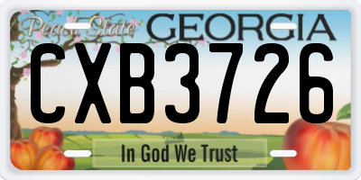 GA license plate CXB3726