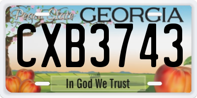 GA license plate CXB3743