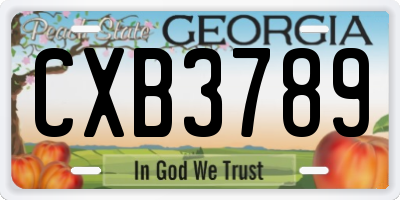 GA license plate CXB3789