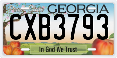GA license plate CXB3793