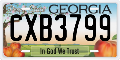 GA license plate CXB3799