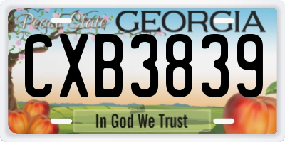 GA license plate CXB3839