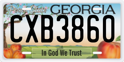 GA license plate CXB3860