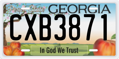 GA license plate CXB3871