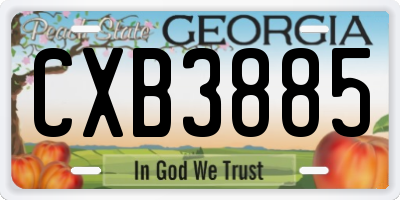 GA license plate CXB3885