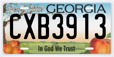 GA license plate CXB3913