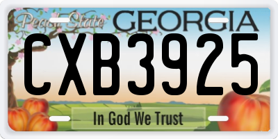 GA license plate CXB3925