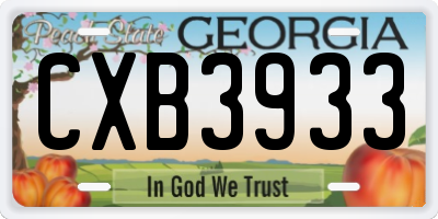 GA license plate CXB3933