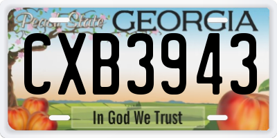 GA license plate CXB3943