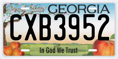 GA license plate CXB3952