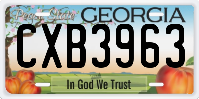 GA license plate CXB3963