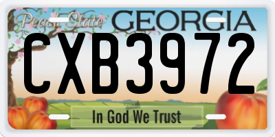 GA license plate CXB3972