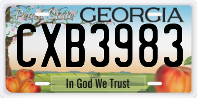GA license plate CXB3983