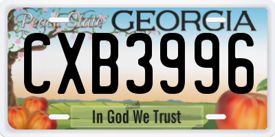 GA license plate CXB3996