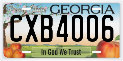 GA license plate CXB4006