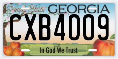 GA license plate CXB4009