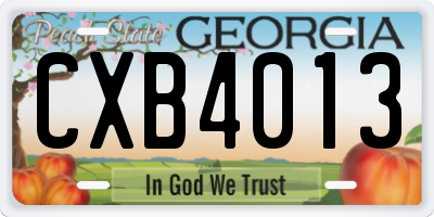 GA license plate CXB4013