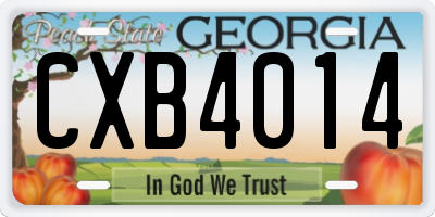 GA license plate CXB4014