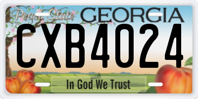 GA license plate CXB4024