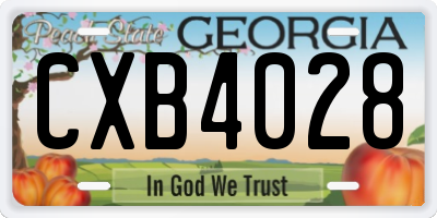 GA license plate CXB4028