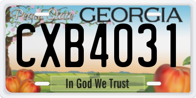 GA license plate CXB4031